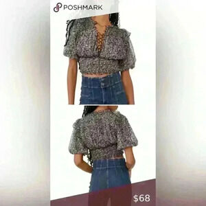 Free People Floral Peasant Crop Top